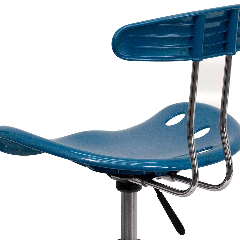 Chaise de travail pivotante bleu vif et chromée avec siège tracteur