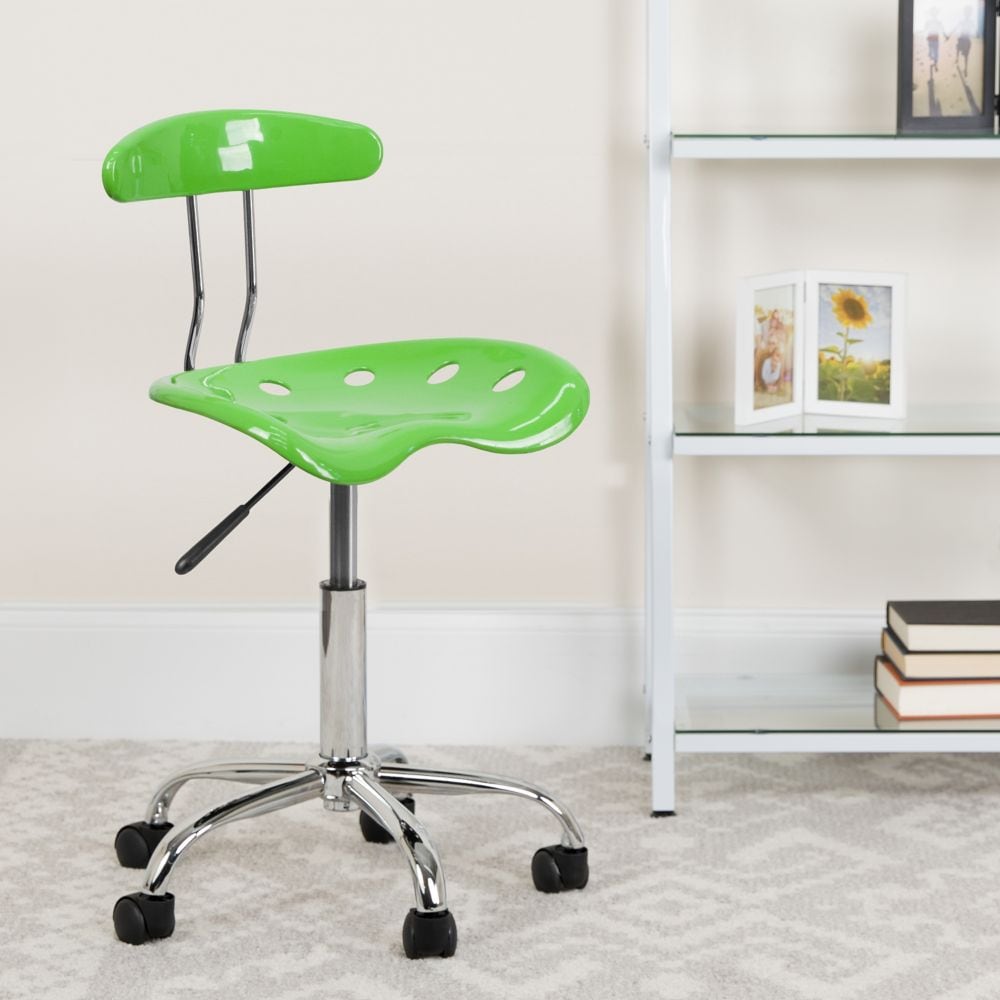 Chaise de travail pivotante verte pomme vibrante et chromée avec siège tracteur