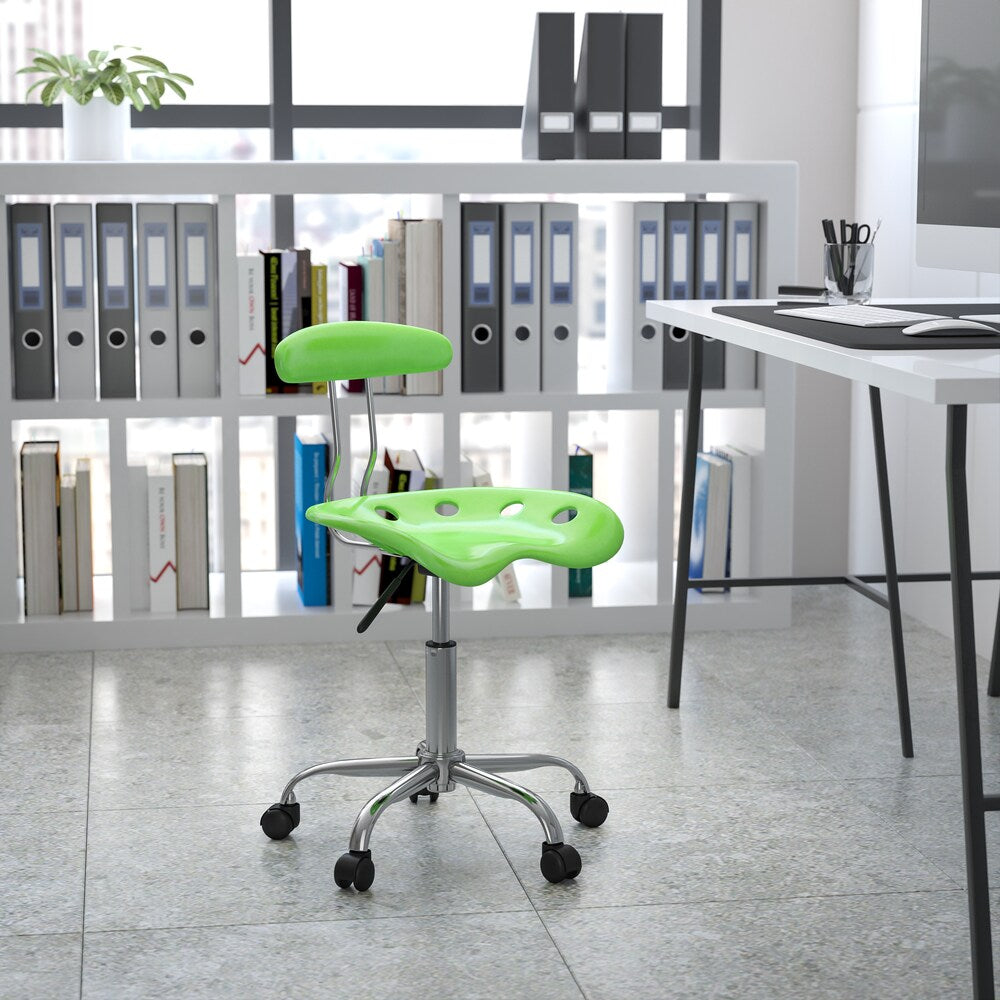 Chaise de travail pivotante verte pomme vibrante et chromée avec siège tracteur