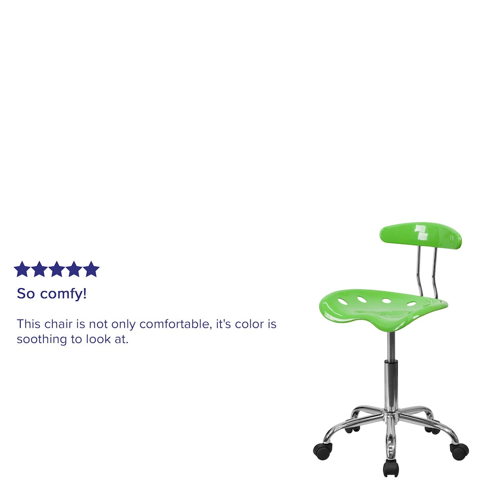 Chaise de travail pivotante verte pomme vibrante et chromée avec siège tracteur