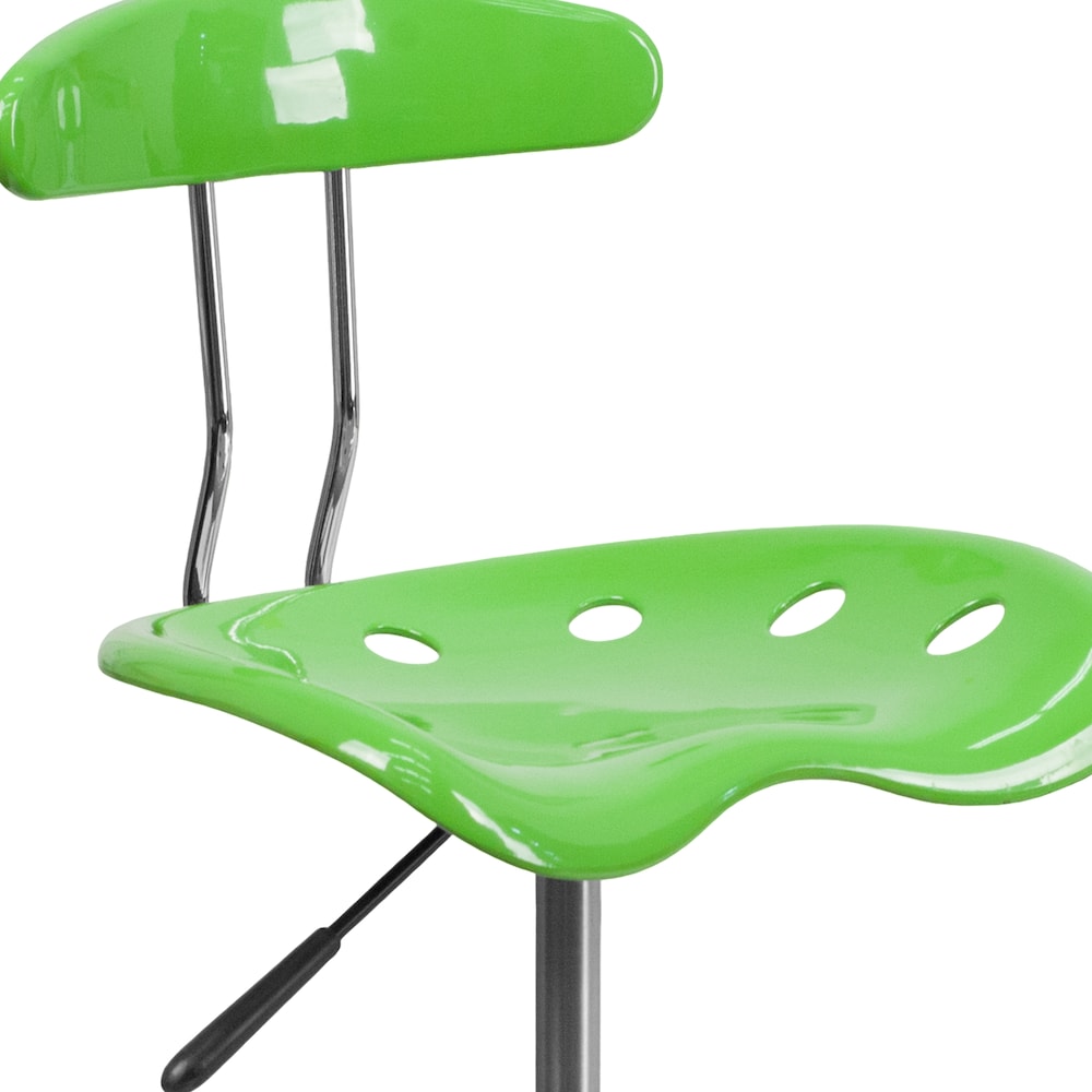 Chaise de travail pivotante verte pomme vibrante et chromée avec siège tracteur