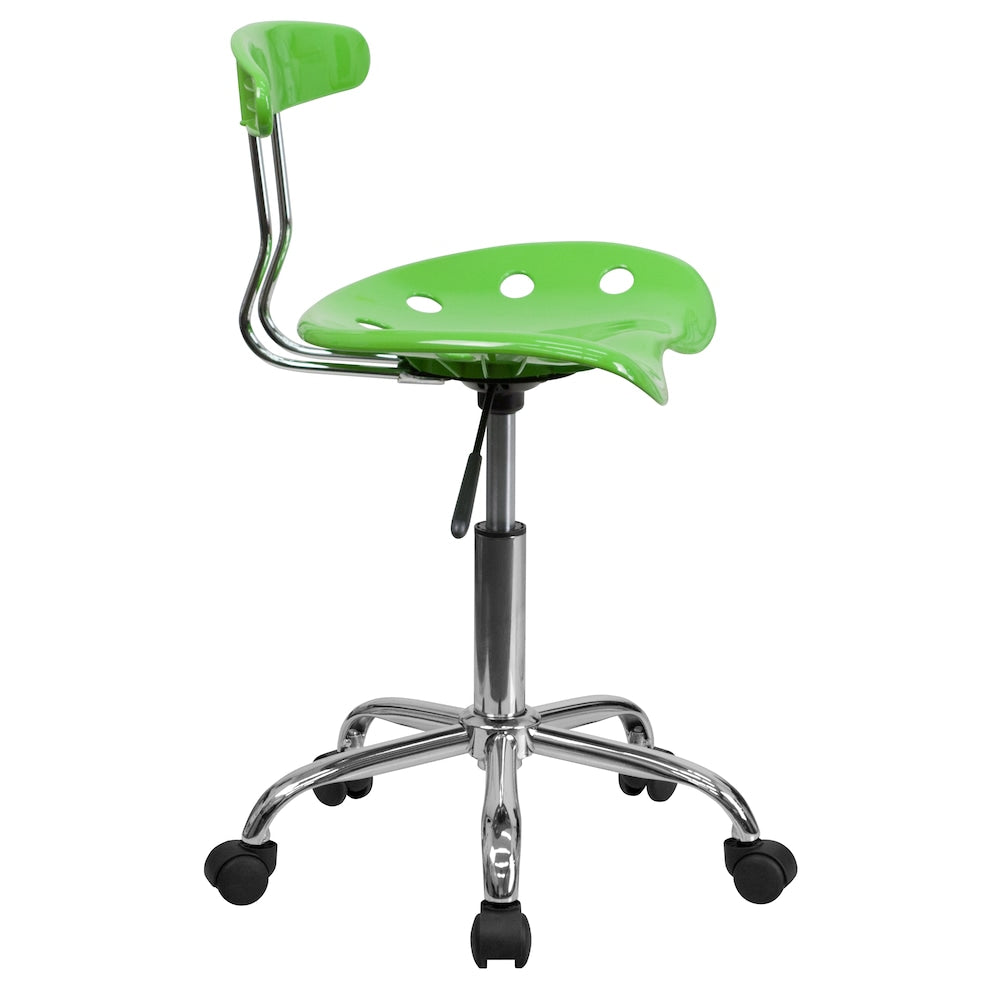 Chaise de travail pivotante verte pomme vibrante et chromée avec siège tracteur