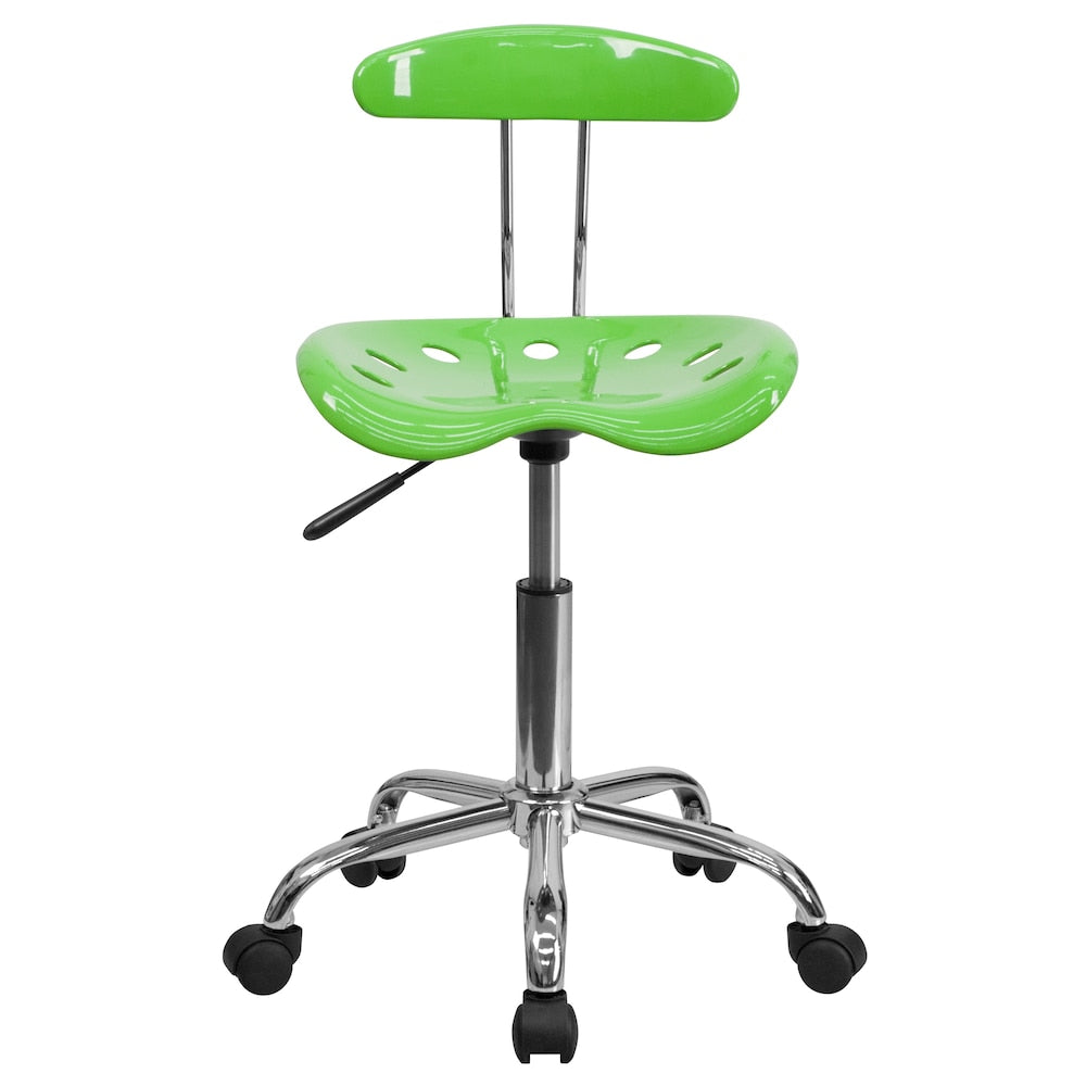 Chaise de travail pivotante verte pomme vibrante et chromée avec siège tracteur