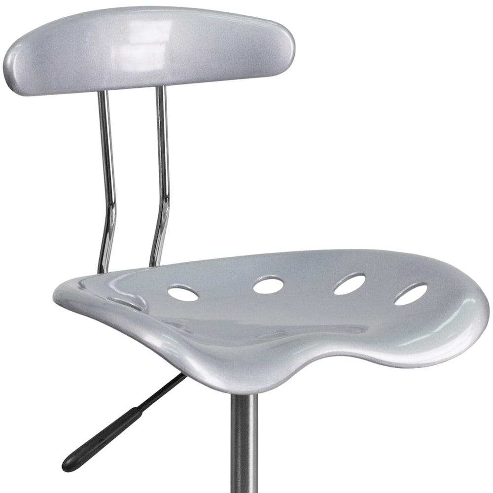 Tabouret de dessinateur en argent et chrome vibrant avec siège de tracteur