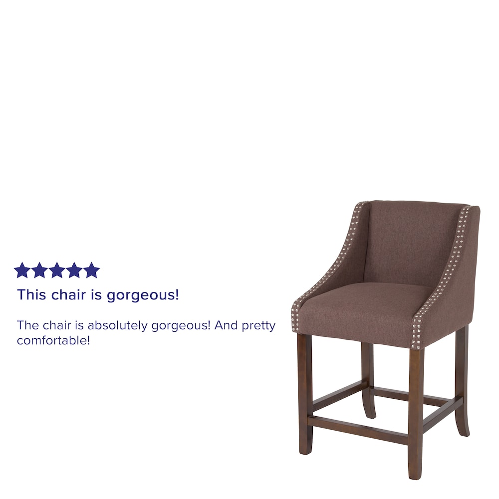 24" Brown Fabric/Wood Stool