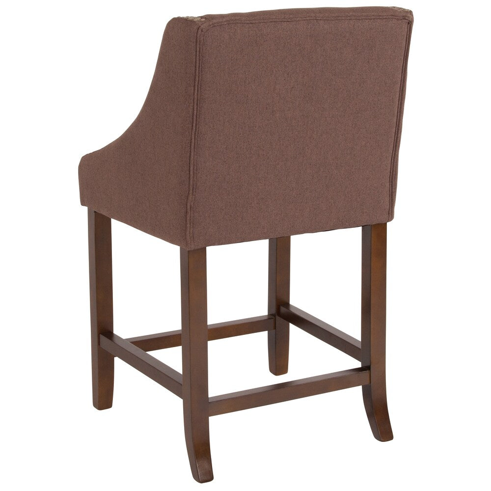 24" Brown Fabric/Wood Stool