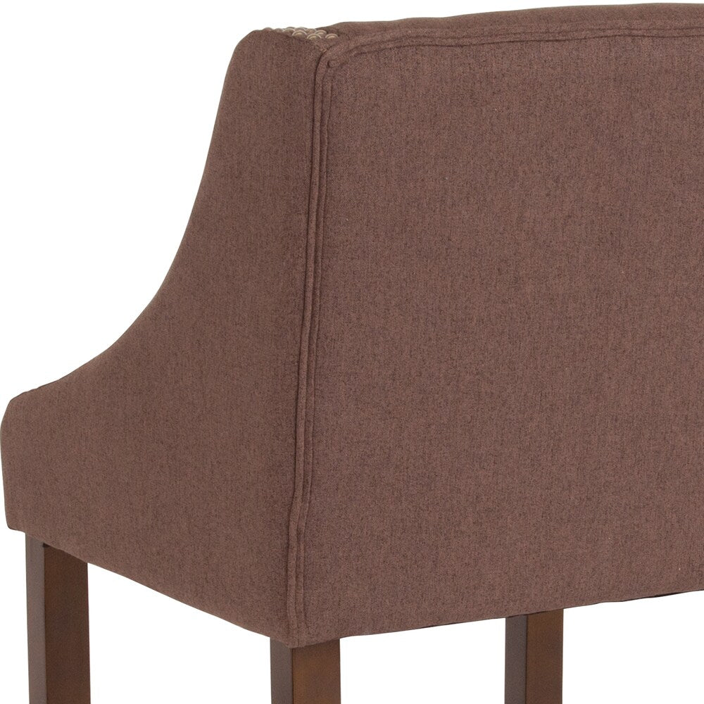 24" Brown Fabric/Wood Stool