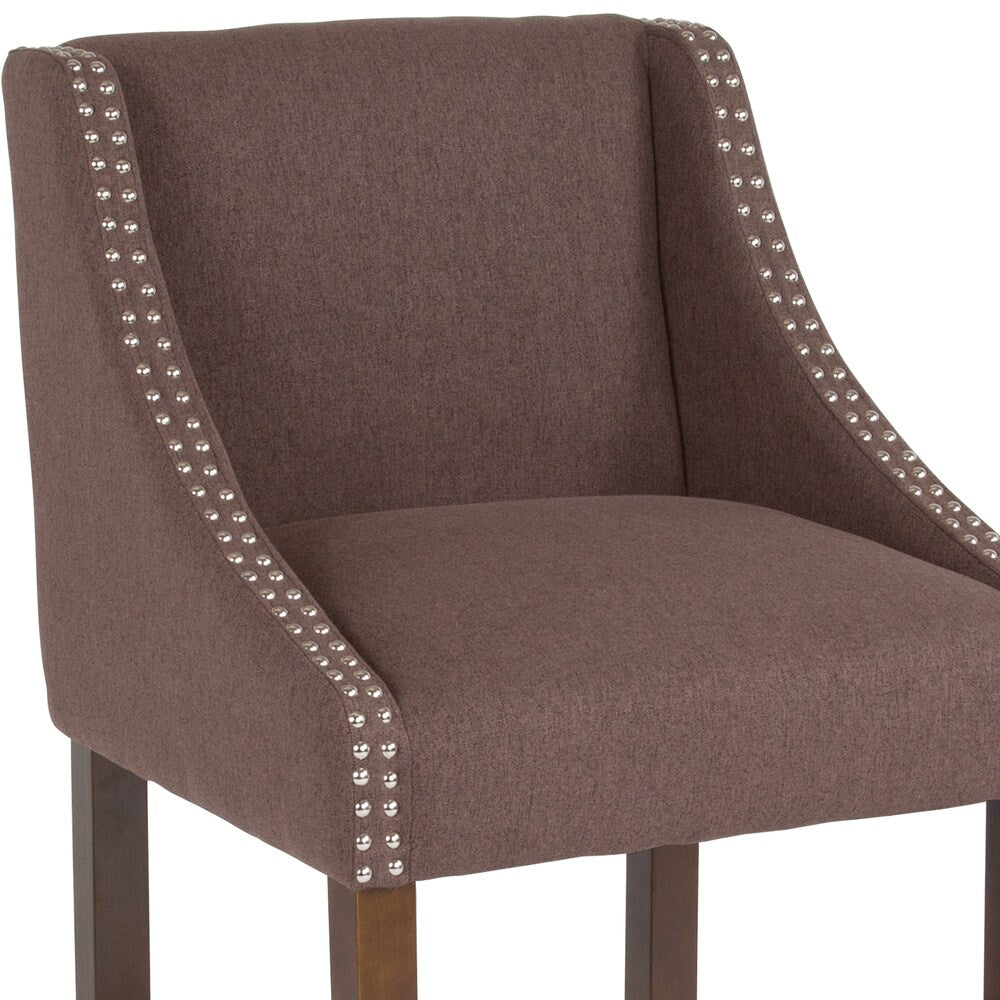 24" Brown Fabric/Wood Stool