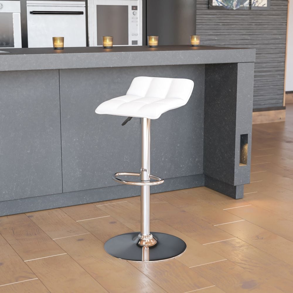 Tabouret de bar en vinyle blanc