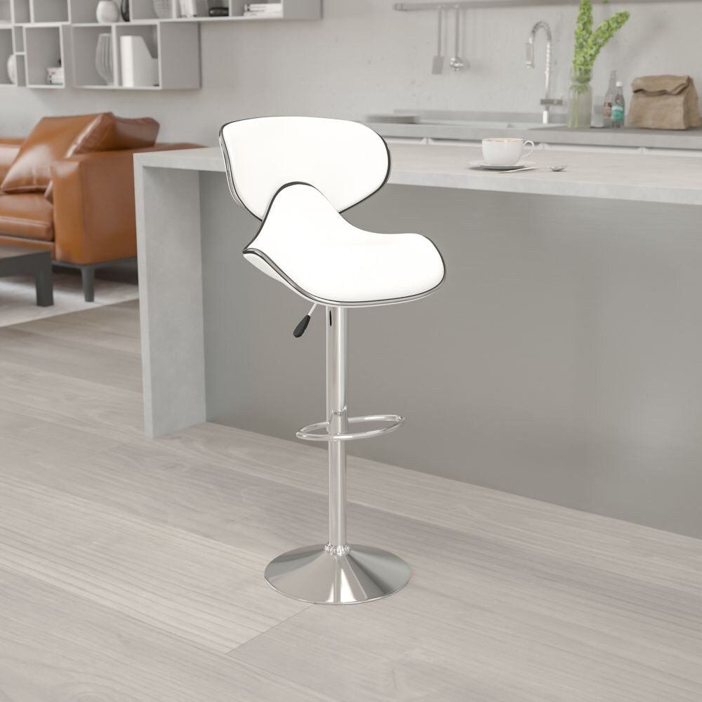 Tabouret de bar en vinyle blanc