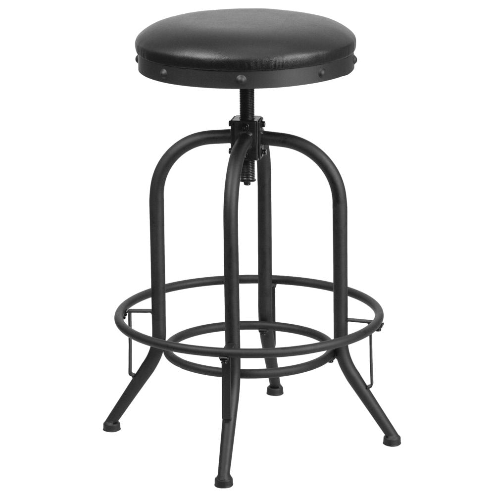 30'' Barstool with Swivel Lift Black Leather Seat