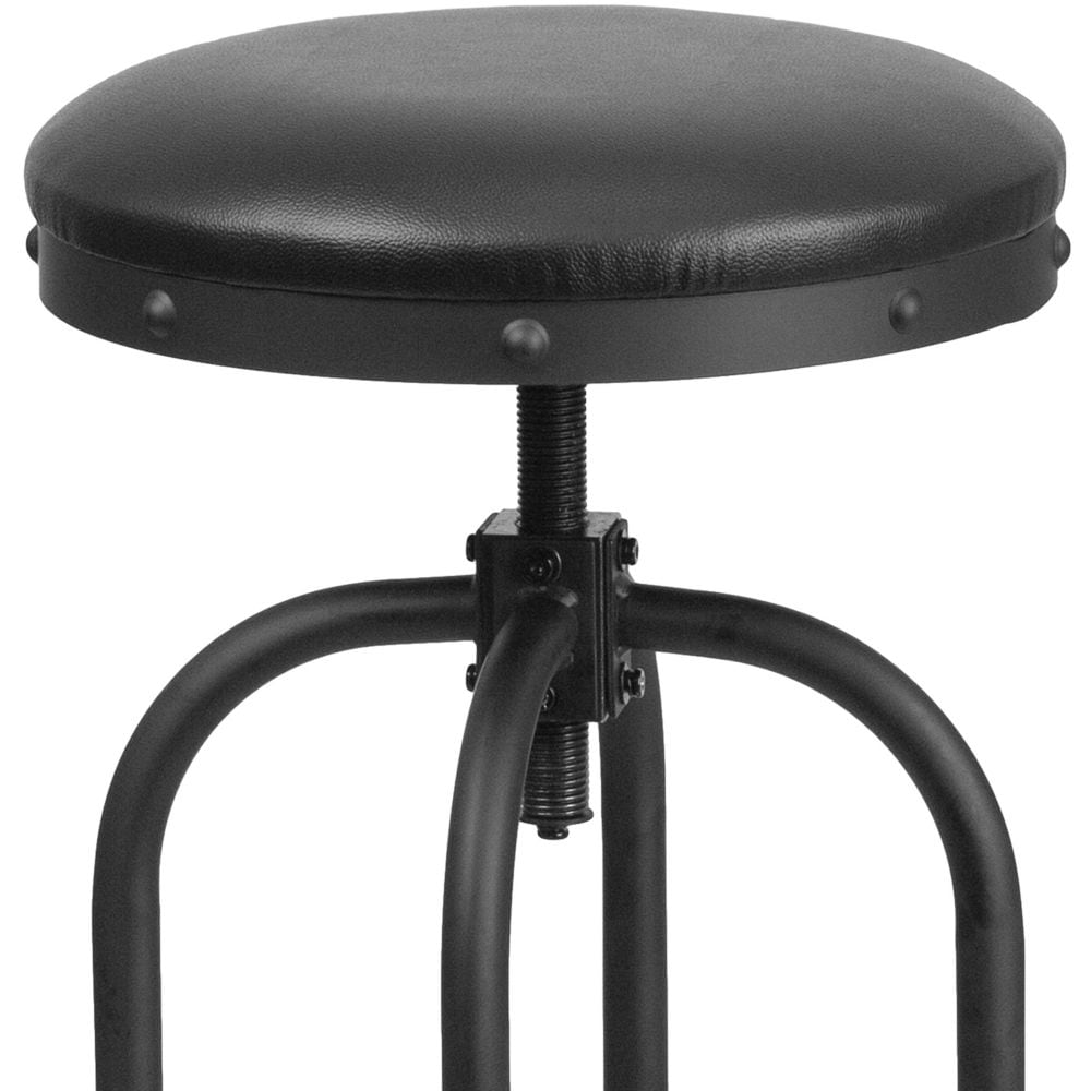 30'' Barstool with Swivel Lift Black Leather Seat