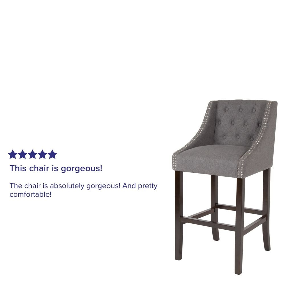 Tabouret en tissu/bois gris de 30 po