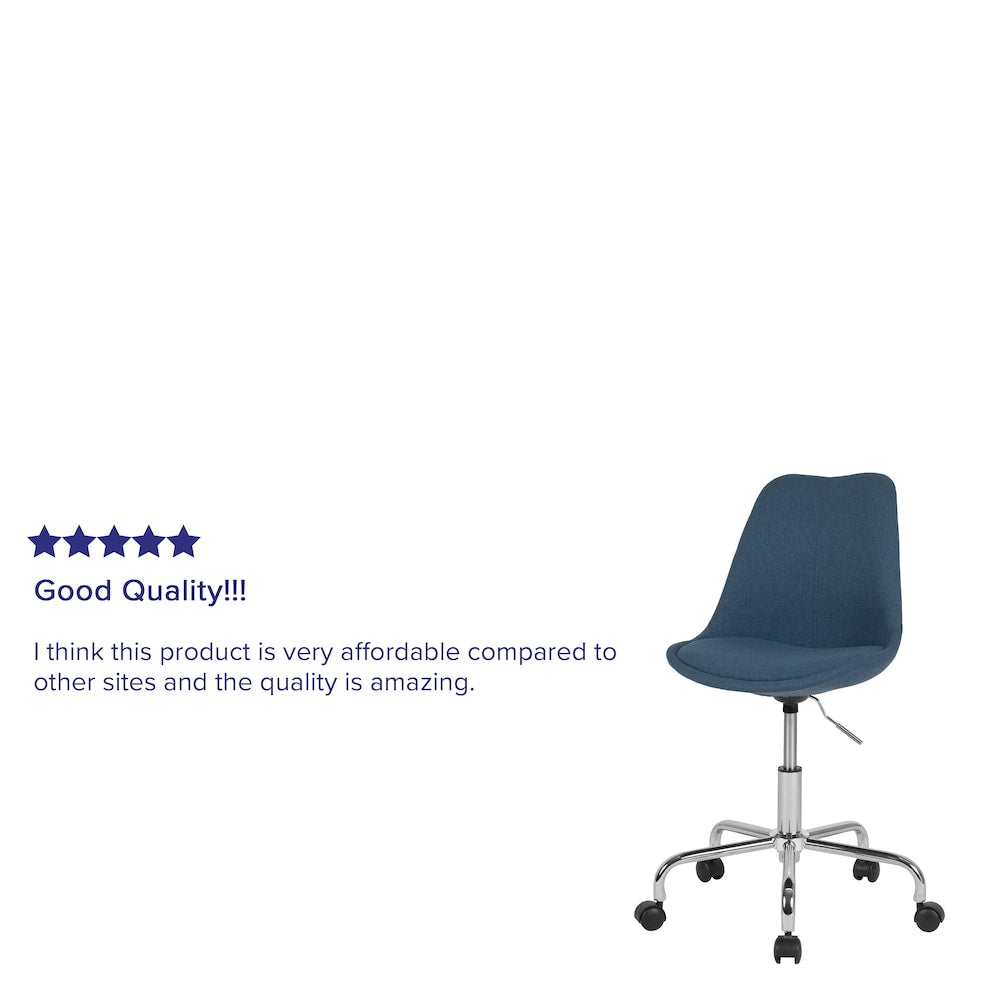 Aurora Series Mid-Back Blue Fabric Task Office Chair with Pneumatic Lift and Chrome Base