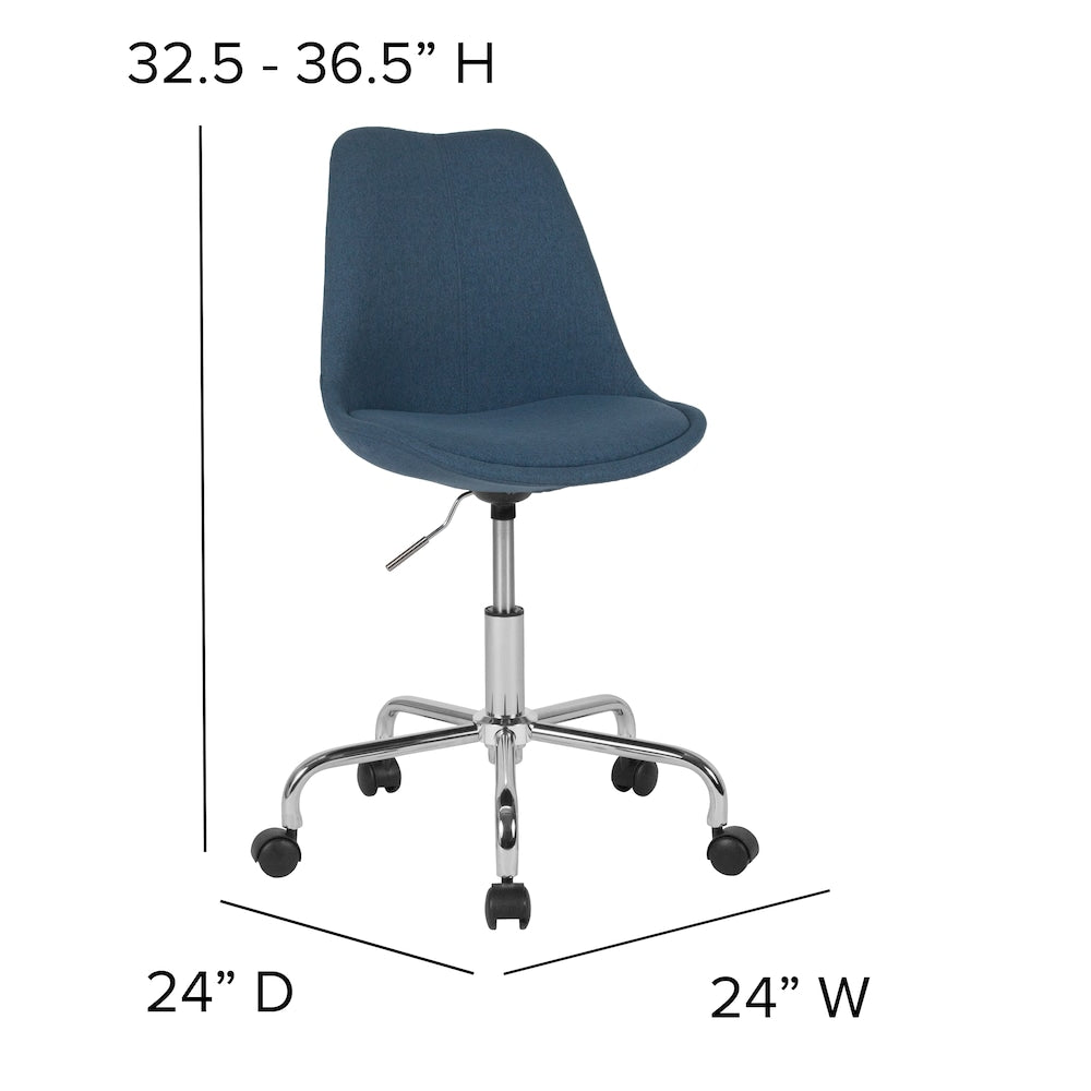 Aurora Series Mid-Back Blue Fabric Task Office Chair with Pneumatic Lift and Chrome Base