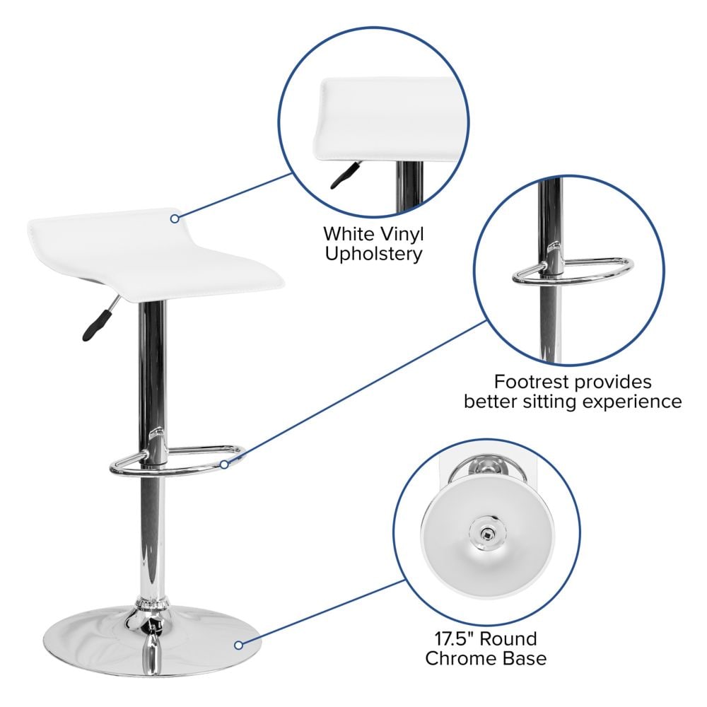 Tabouret de bar en vinyle blanc