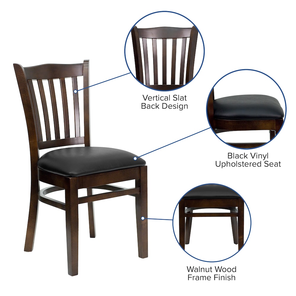 Chaise en bois de noyer - Vinyle noir