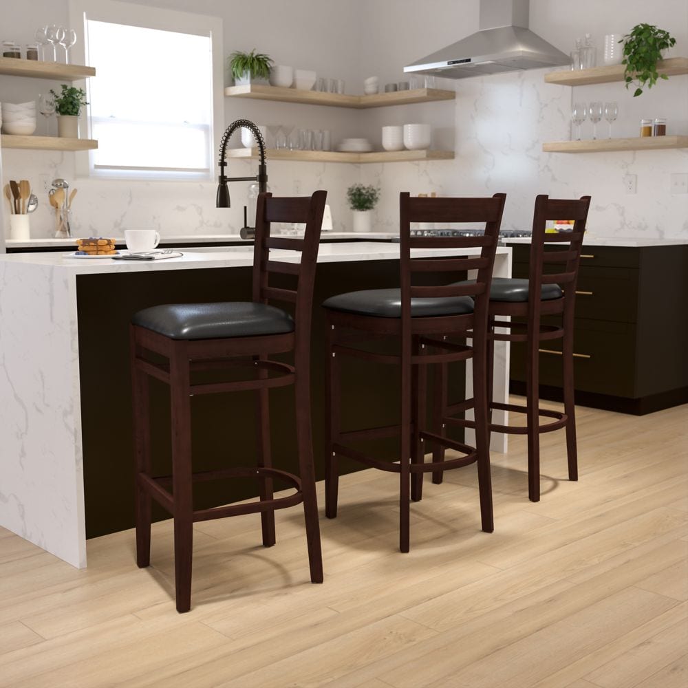 Tabouret en bois de noyer - Vinyle noir