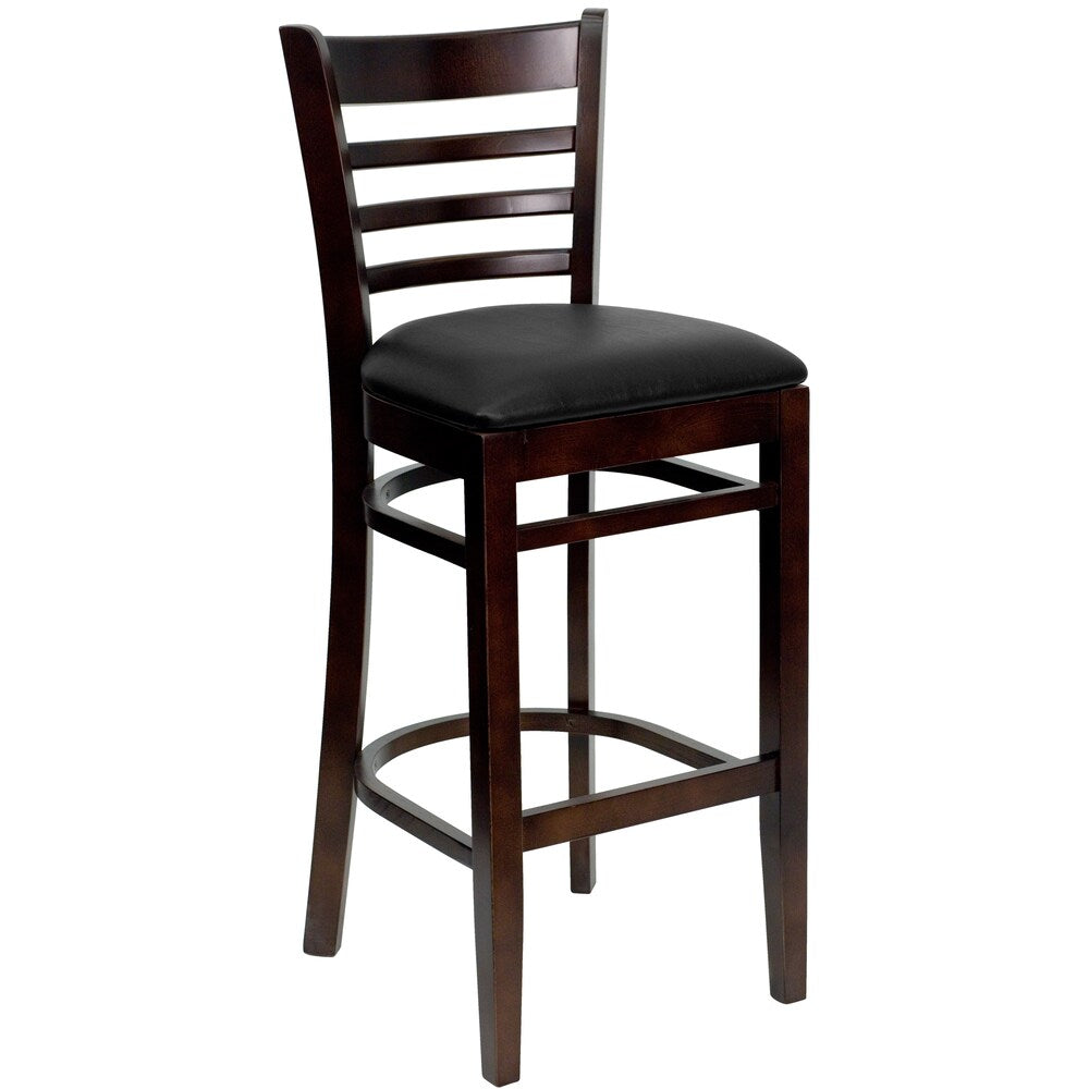Tabouret en bois de noyer - Vinyle noir