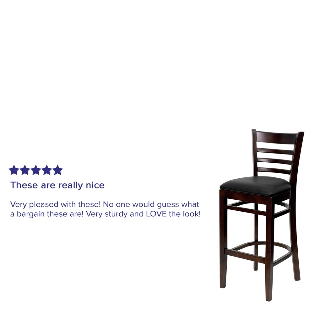 Tabouret en bois de noyer - Vinyle noir
