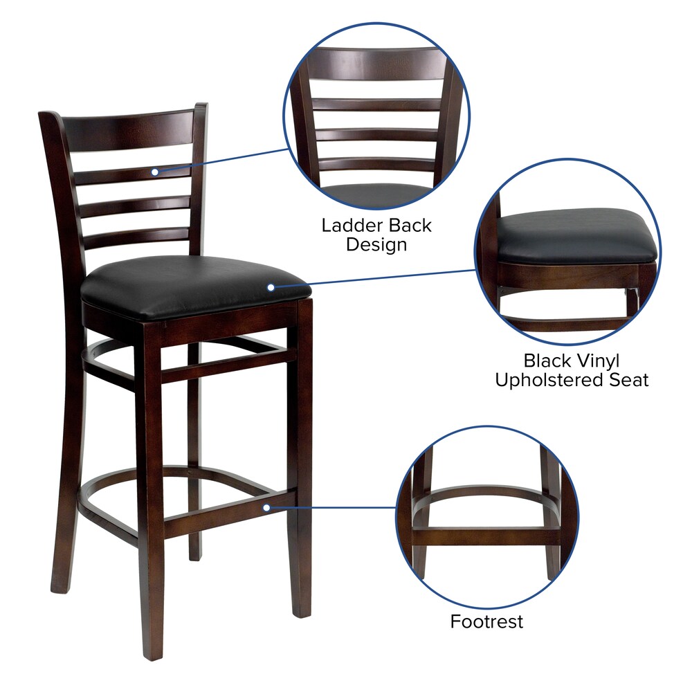 Tabouret en bois de noyer - Vinyle noir