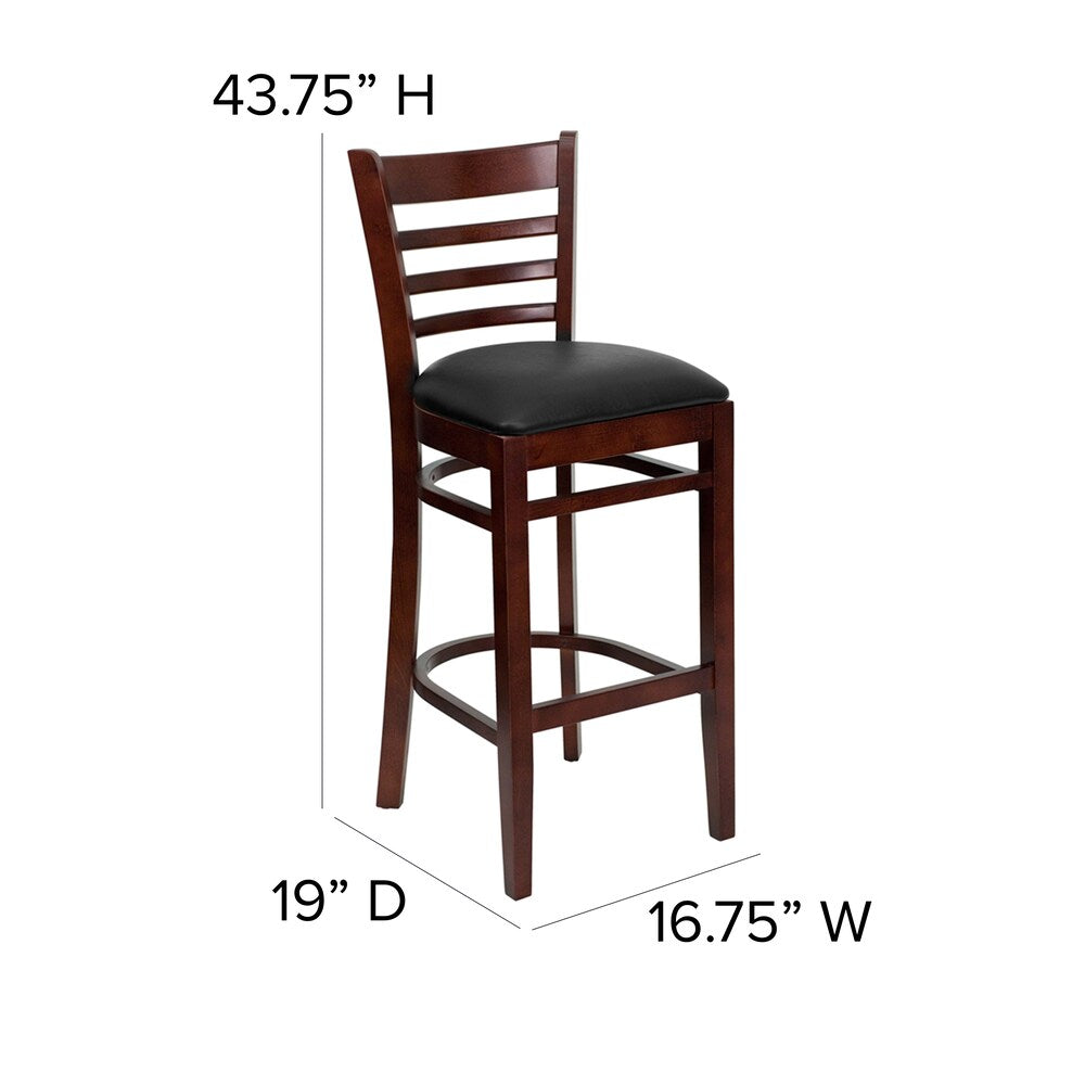 Tabouret en bois de noyer - Vinyle noir