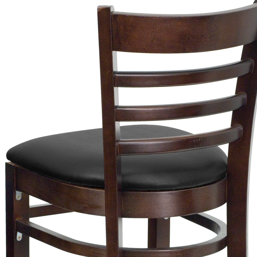 Tabouret en bois de noyer - Vinyle noir