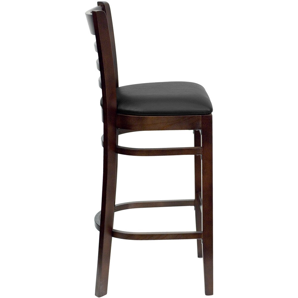 Tabouret en bois de noyer - Vinyle noir