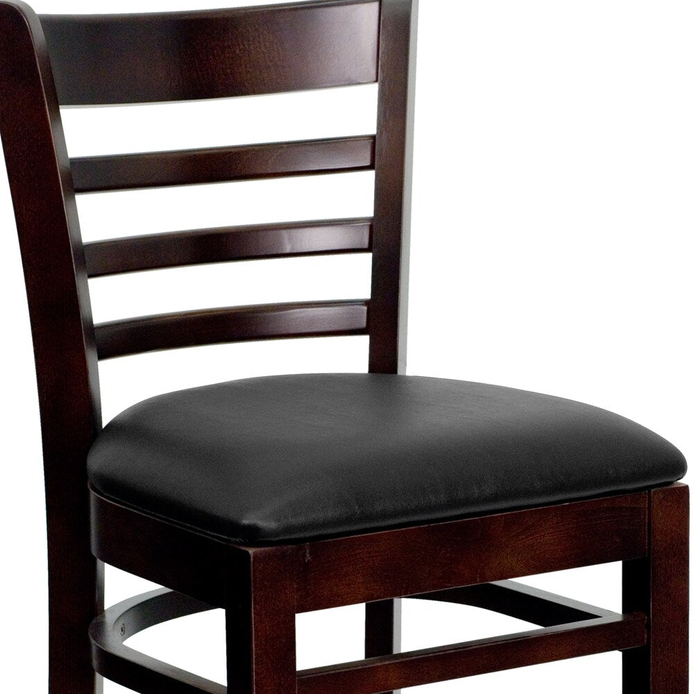 Tabouret en bois de noyer - Vinyle noir