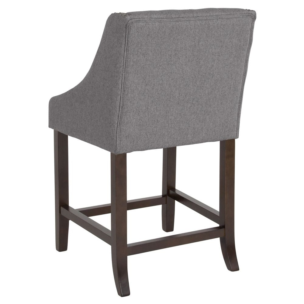 24" Gray Fabric/Wood Stool