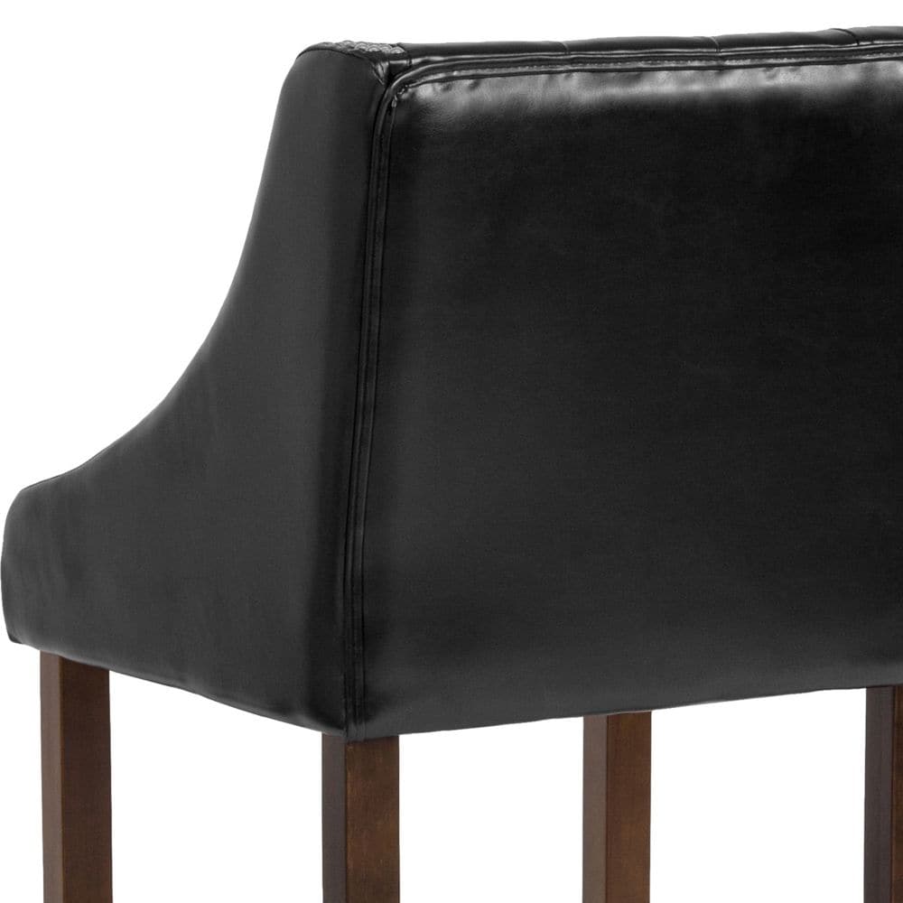 Tabouret en cuir noir et bois de 30 po