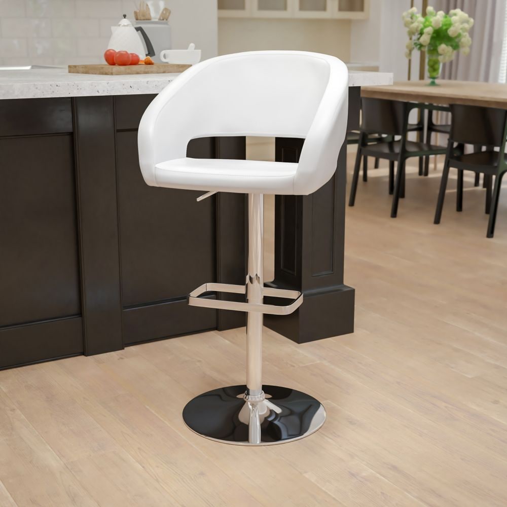 Tabouret de bar en vinyle blanc
