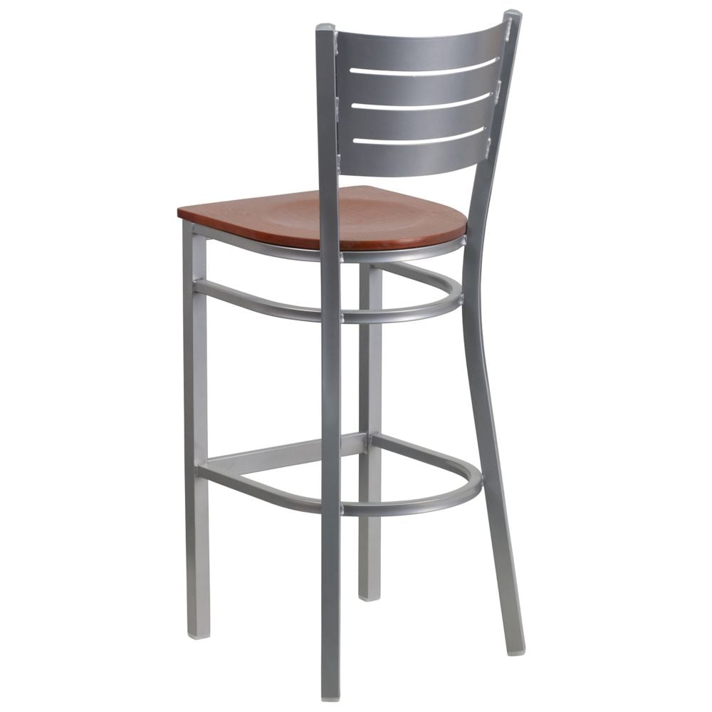 Tabouret à lattes argentées - Siège Chy
