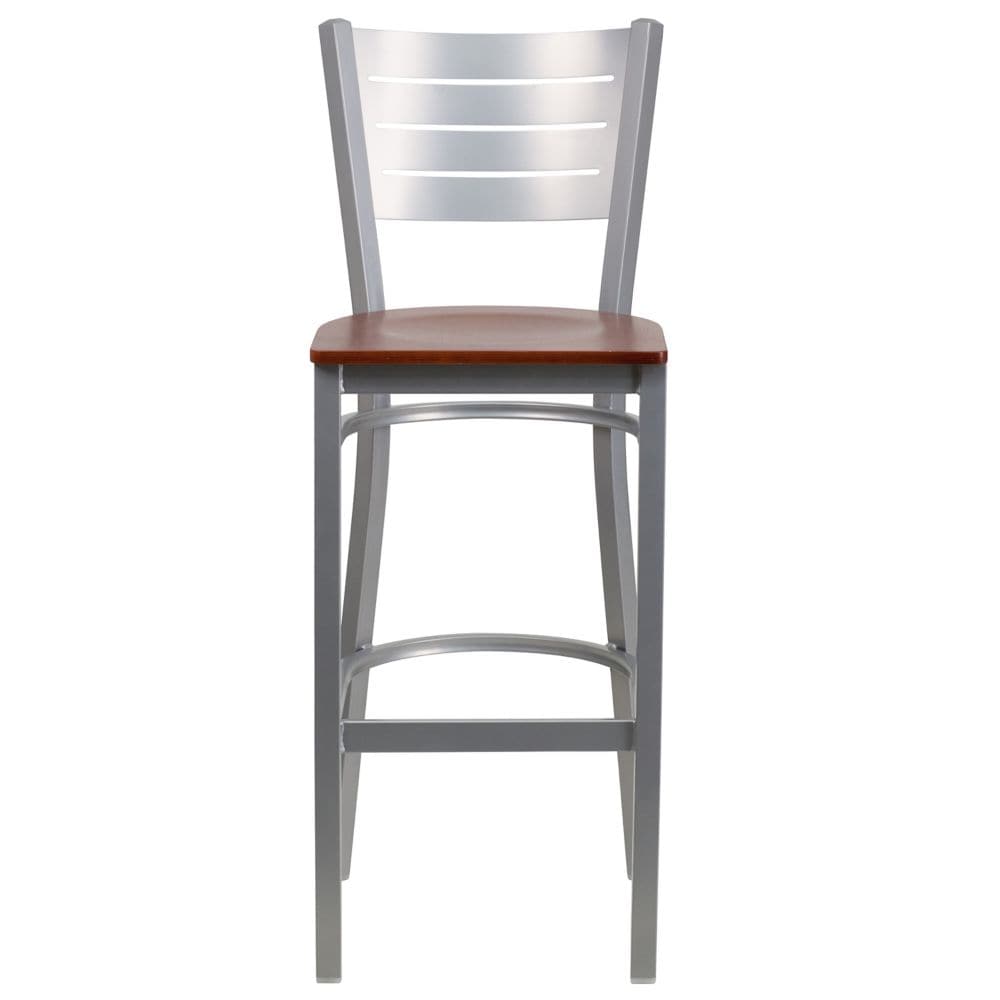Tabouret à lattes argentées - Siège Chy