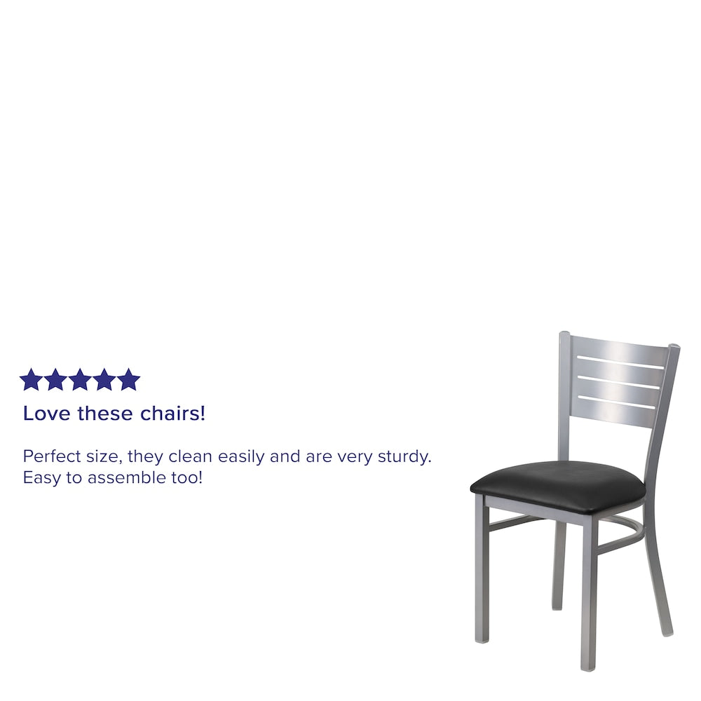 Chaise à lattes argentées - Siège noir