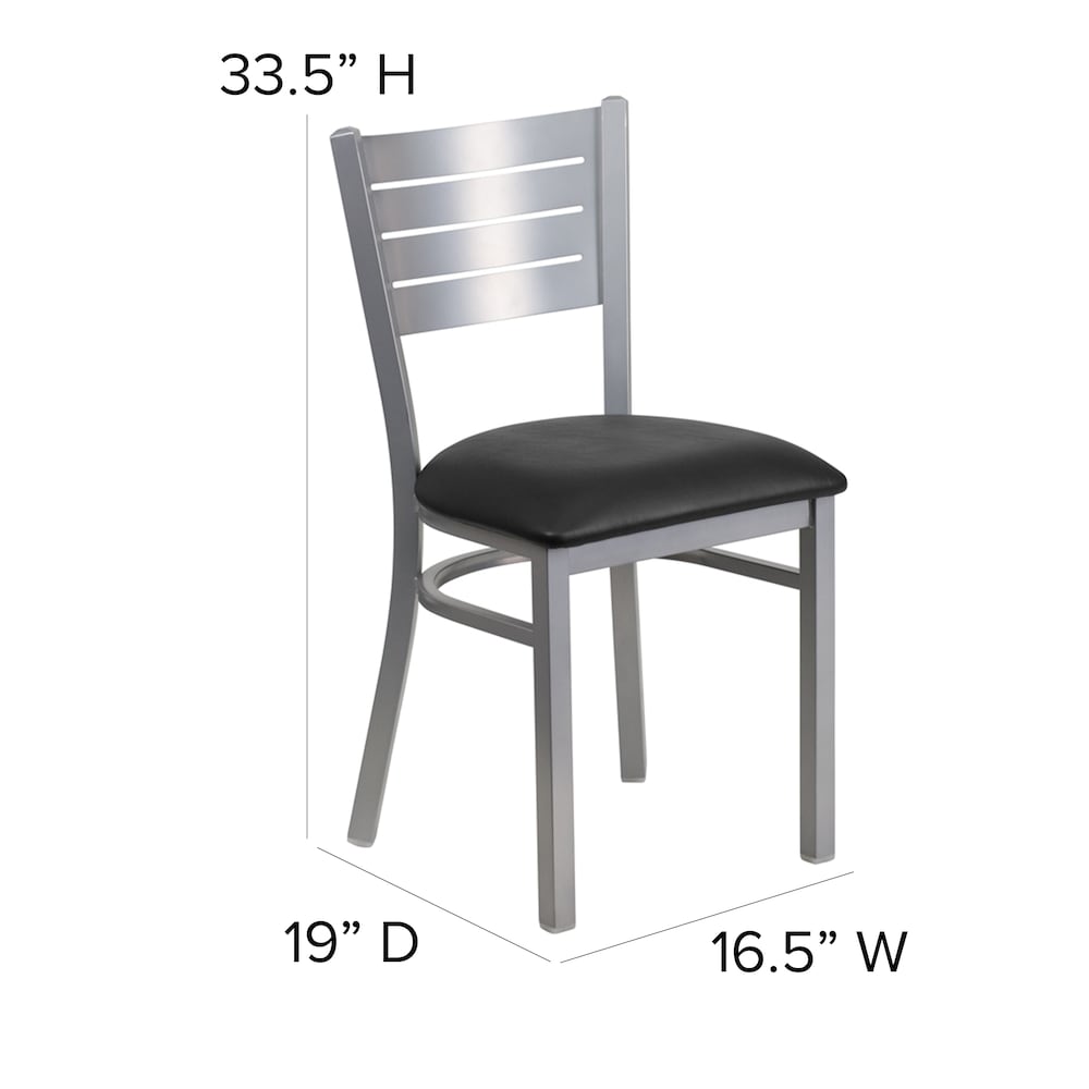Chaise à lattes argentées - Siège noir