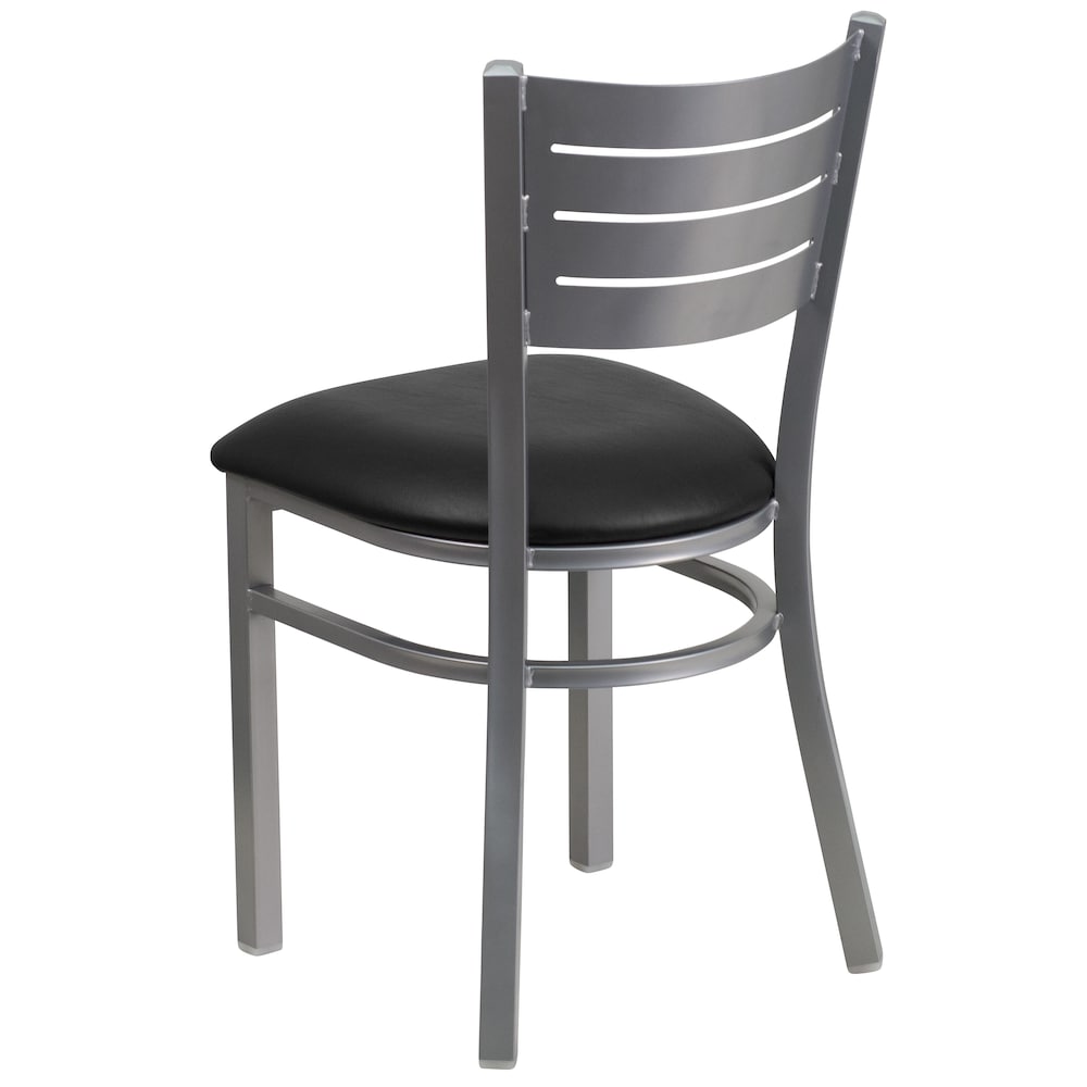 Chaise à lattes argentées - Siège noir
