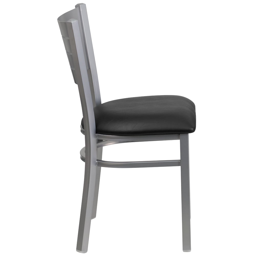 Chaise à lattes argentées - Siège noir