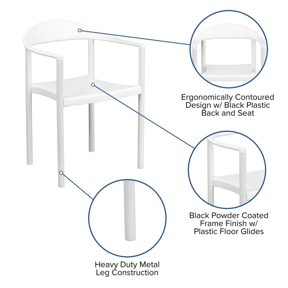 Chaise de café empilable en plastique blanc