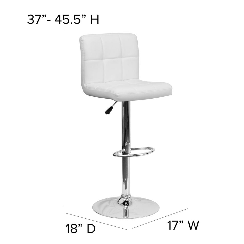 Tabouret de bar en vinyle matelassé blanc