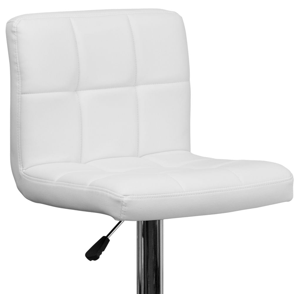 Tabouret de bar en vinyle matelassé blanc