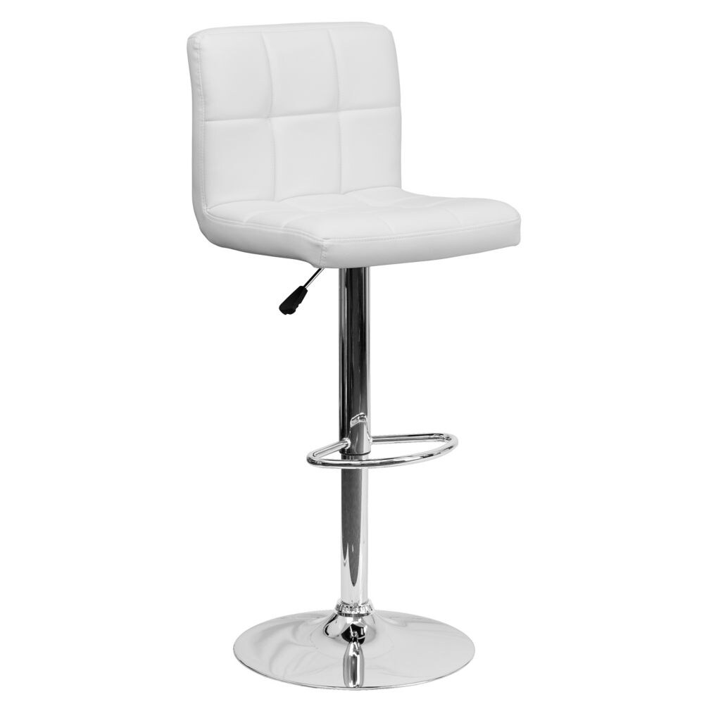 Tabouret de bar en vinyle matelassé blanc