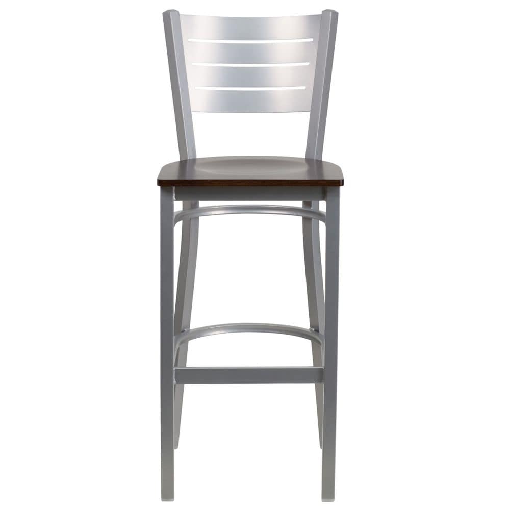 Tabouret à lattes argentées - Siège mural