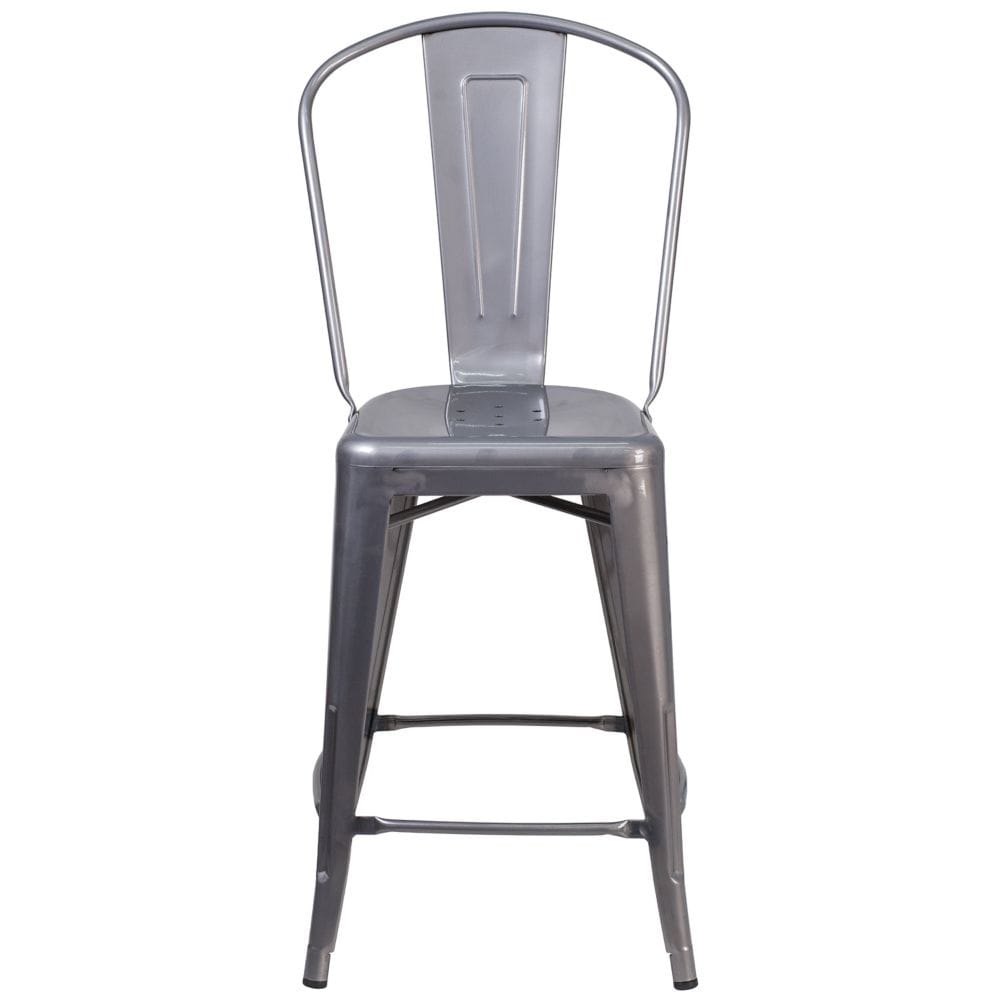 24" Clear Metal Indoor Stool