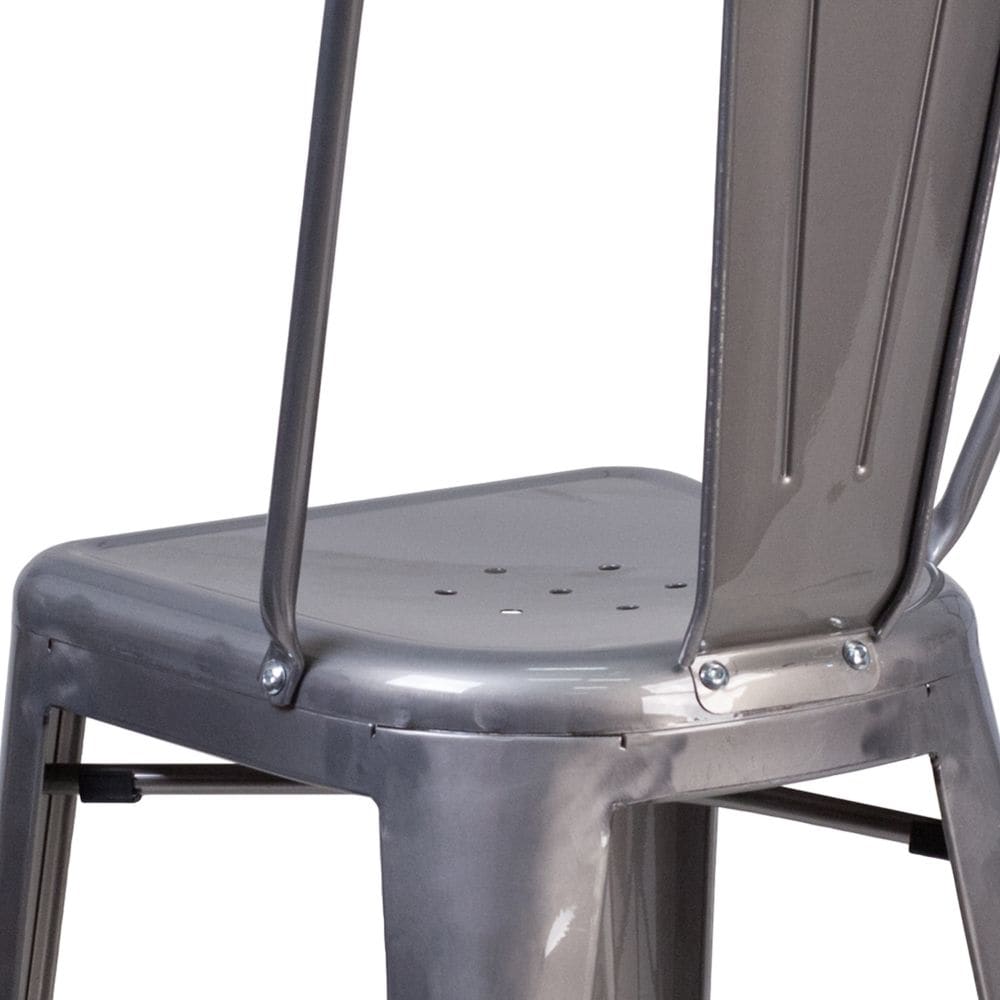 24" Clear Metal Indoor Stool