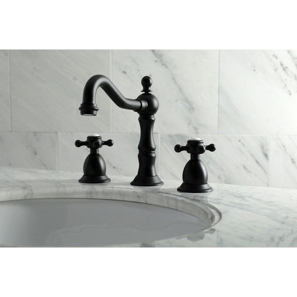 Robinet de salle de bain à 2 poignées de style victorien de 8 po en noir mat