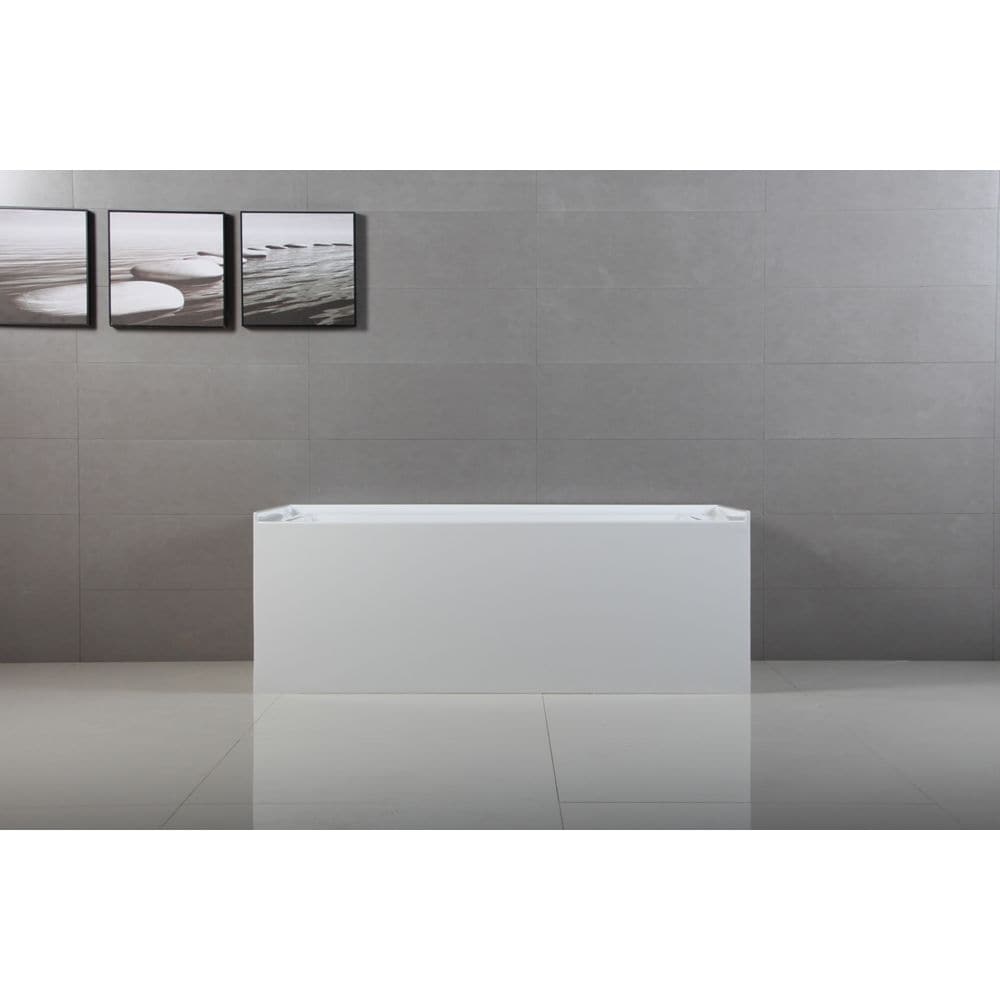 Baignoire en alcôve rectangulaire Bertha de 60 po en acrylique avec drain à gauche en blanc