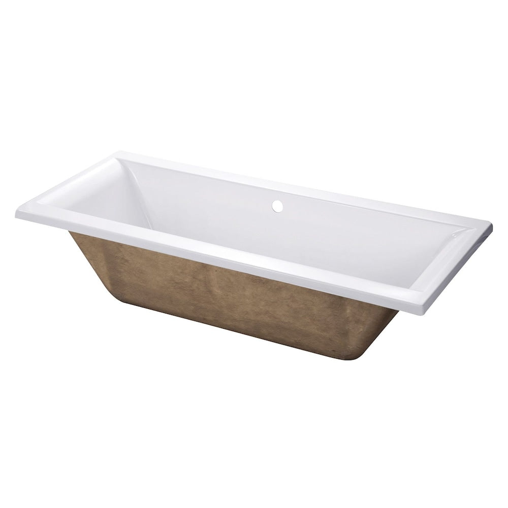 Modern 5.6 ft. Acrylic Rectangular Drop-in Center Drain Bathtub in White