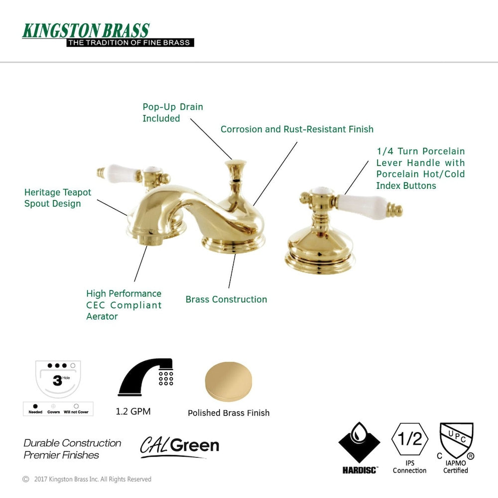 Classic Lever 8 in. Widespread 2-Handle Bathroom Faucet in Polished Brass