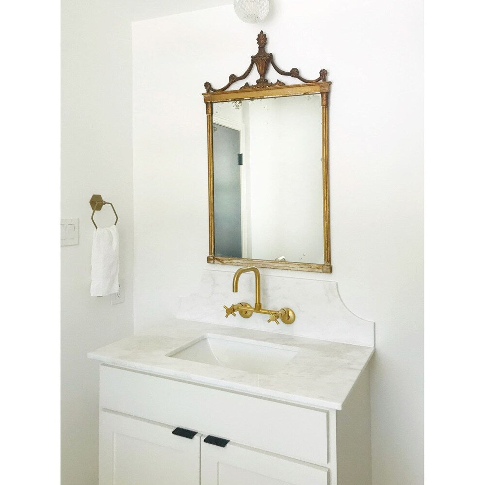 Austin Adjustable Center 2-Handle Wall-Mount Standard Kitchen Faucet in Satin Brass